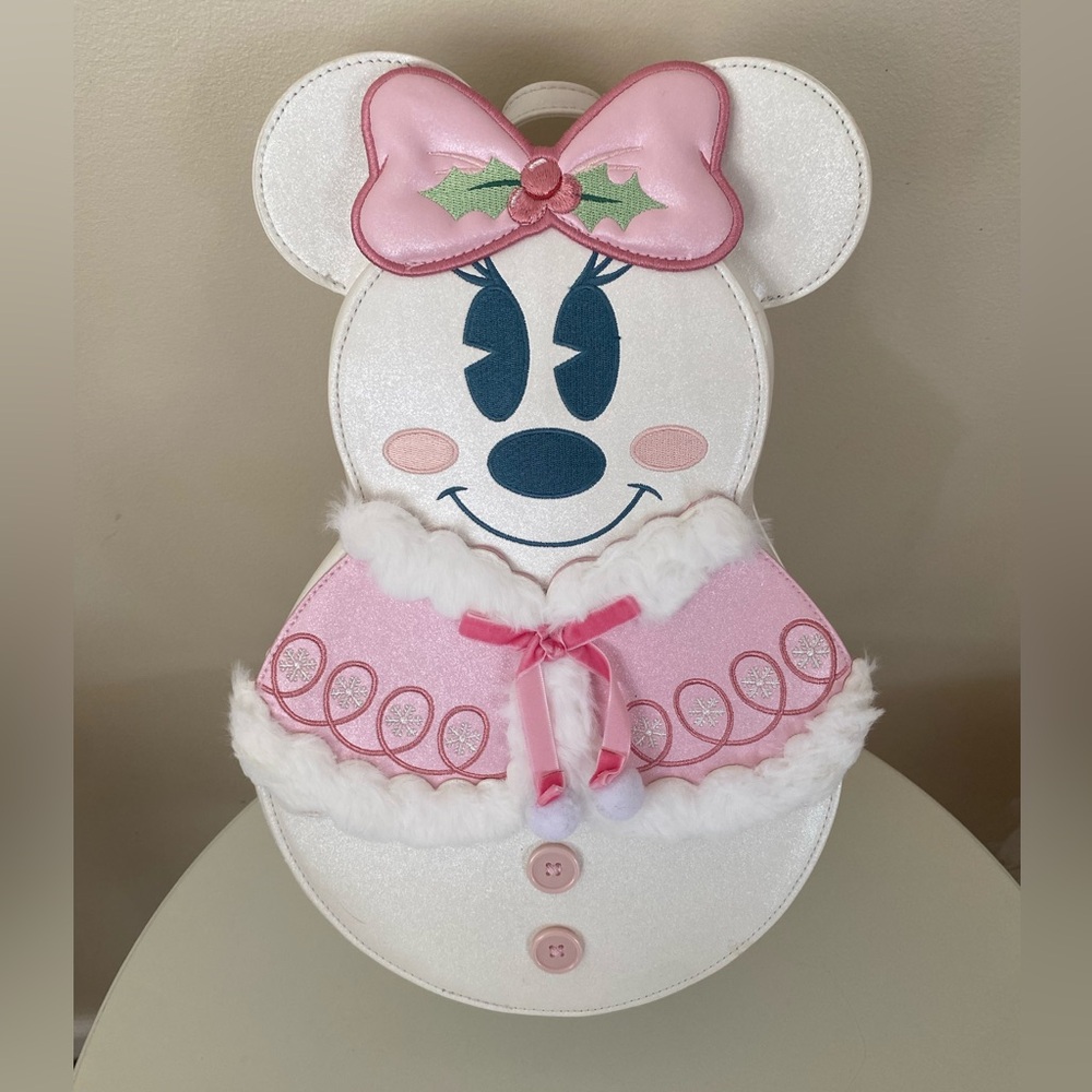 Loungefly Pastel Disney Minnie Mouse Snowman Mini Backpack